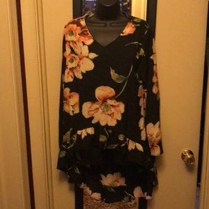 High-lo floral blouse.
